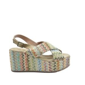 Ehm Multicolour Woven Low Sandals With Stylish Wedge Design - NWT